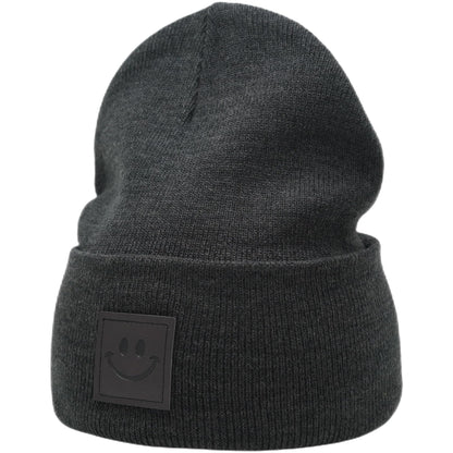 55cube Unisex Knit Cuffed Beanie Hats Warm Winter Caps with Leather Logos