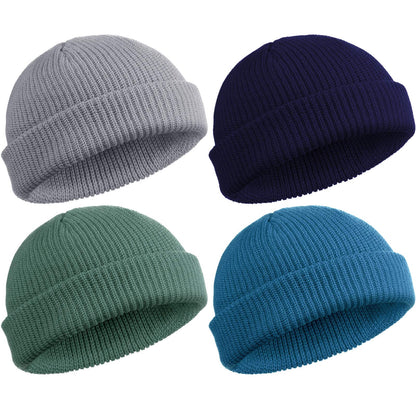 SATINIOR 4 Pieces Trawler Beanie Watch Hat Roll up Edge Skullcap Fisherman Beanie Unisex