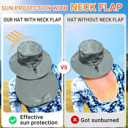 NPQQUAN Sun Hats for Men Women with Neck Flap UPF 50+ UV Protection