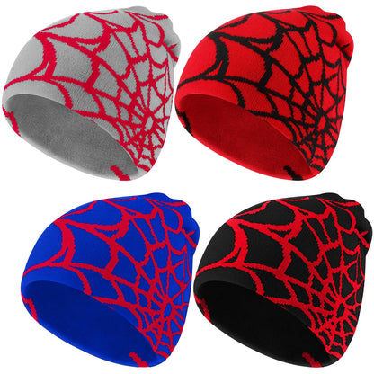 Jeyiour 4 Pcs Y2k Beanies Spider Web Pattern Hat
