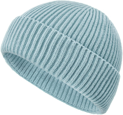 Wool Fisherman Beanies for Men Knit Fall Winter Beanie Hat Skull Cap