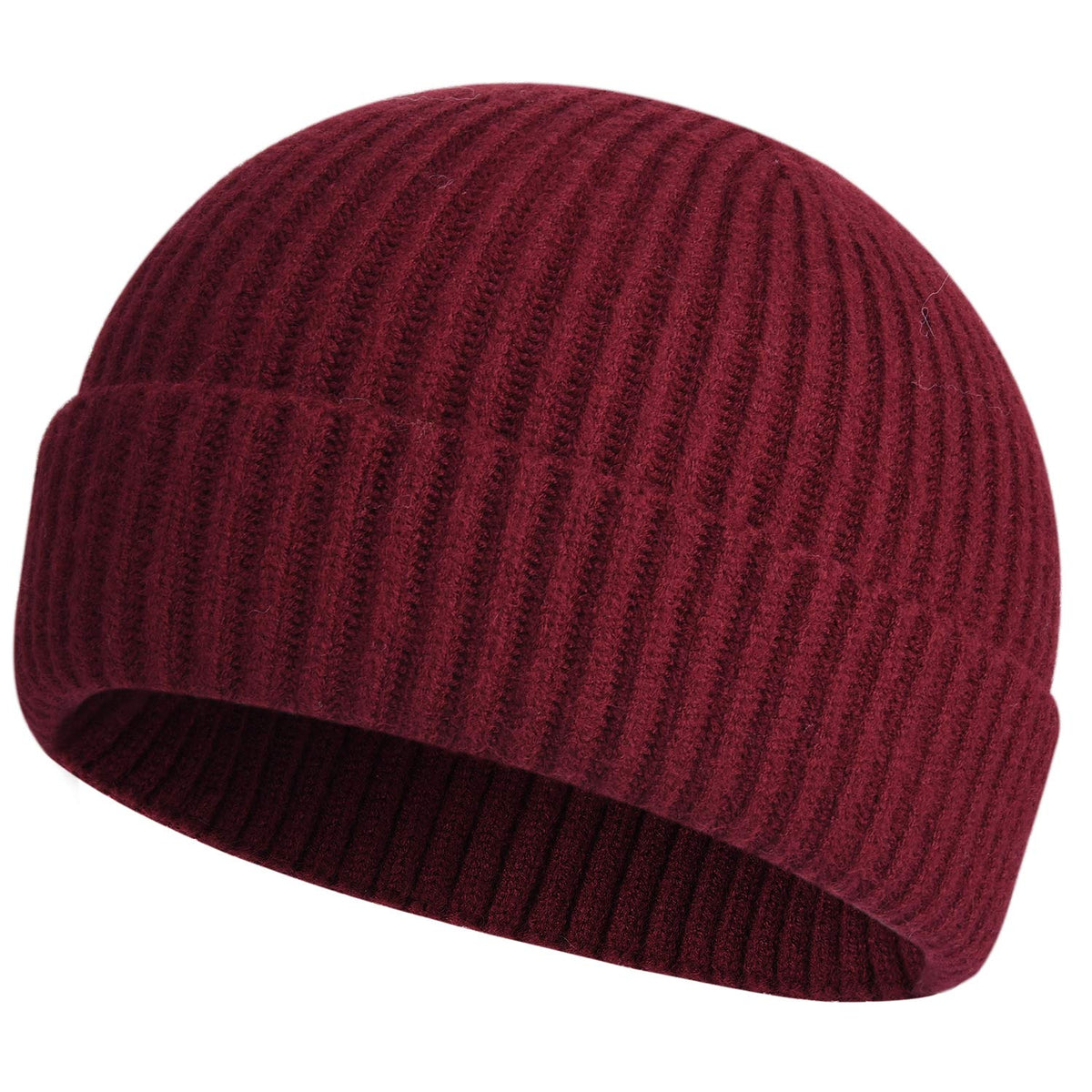 ROYBENS Swag Wool Knit Cuff Short Fisherman Beanie for Men Women Winter Hat