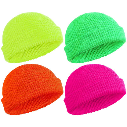 SATINIOR 4 Pieces Trawler Beanie Watch Hat Roll up Edge Skullcap Fisherman Beanie Unisex