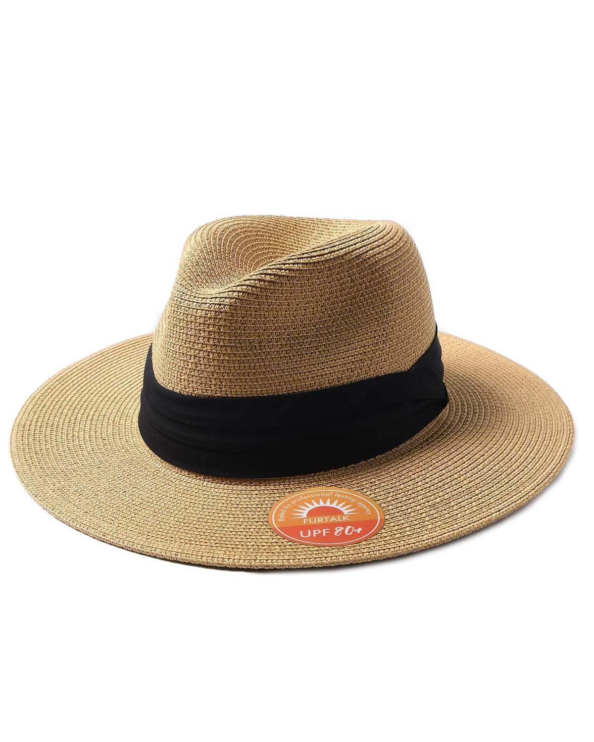FURTALK Sun Hat Wide Brim Straw Fedora Panama Beach for Men Women