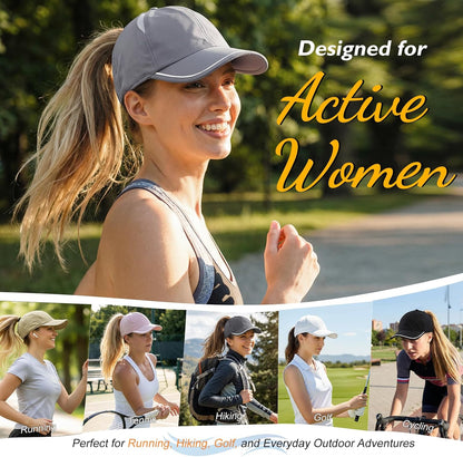 Ponytail Baseball Cap for Women UPF50 Waterproof Quick-Dry Running Hat with Ponytail Hole Golf Hiking Tennis Sports Ball Cap