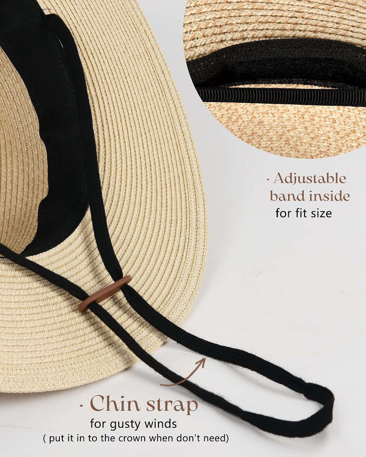 FURTALK Womens Mens Wide Brim Straw Panama Hat Fedora Summer Beach Sun Hat