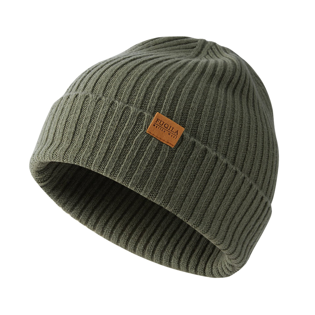100% Merino Wool Cuff Beanie Hat, Unisex Warm Winter Caps Soft, Breathable & Cozy Stretchy Knitted Cuffed Cap