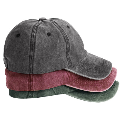 MEINICY 3 Packs Washed-Cotton Plain Baseball Cap, Adjustable Dad Hat