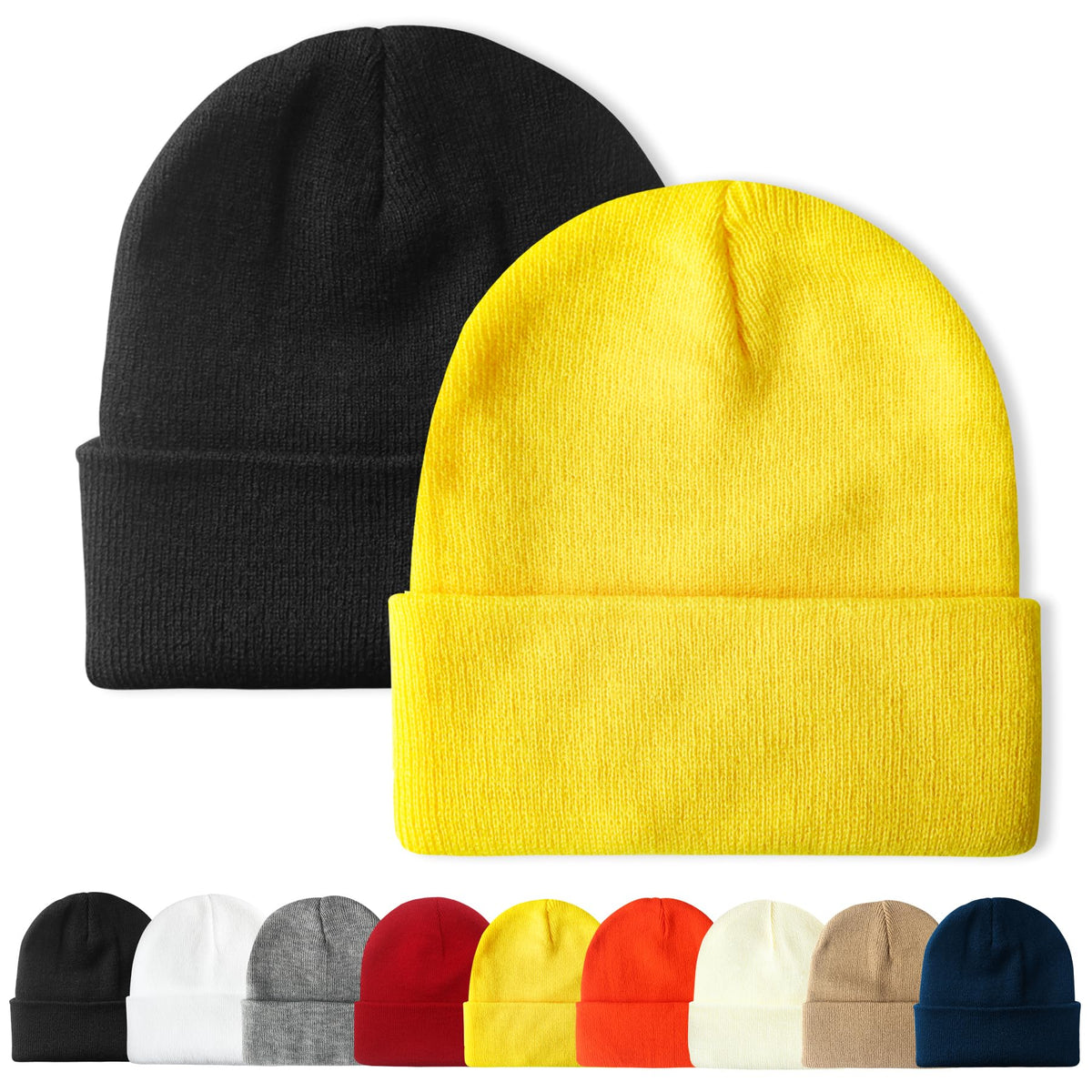 PFFY Unisex Beanie Hats for Men Women Plain Knit Winter Beanies Warm Hat