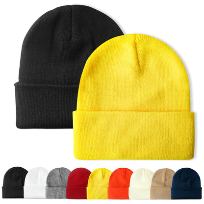 PFFY Unisex Beanie Hats for Men Women Plain Knit Winter Beanies Warm Hat