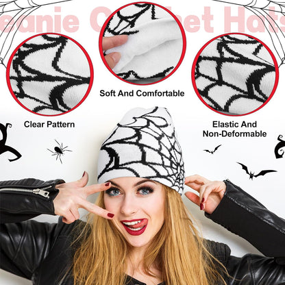 Jeyiour 4 Pcs Y2k Beanies Spider Web Pattern Hat