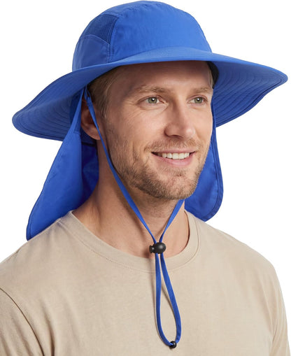 Home Prefer UPF 50+ Sun Hat with Neck Flap Wide Brim Fishing Hat for Men