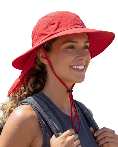 Home Prefer UPF 50+ Sun Hat with Neck Flap Wide Brim Fishing Hat for Men