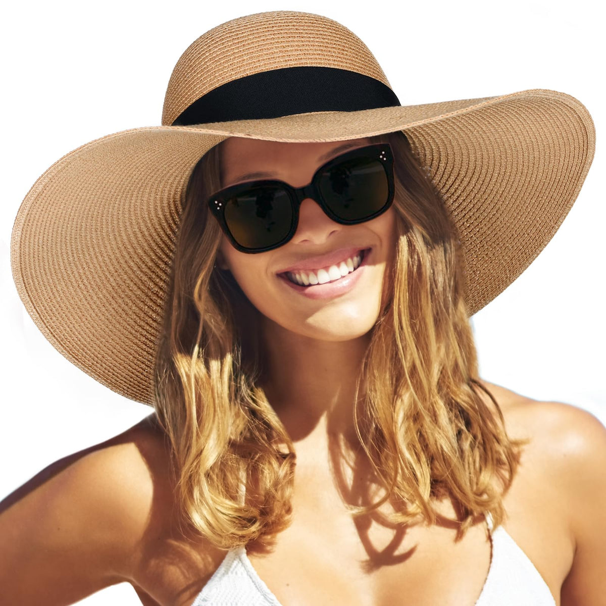 FURTALK Womens Sun Straw Hat Wide Brim Floppy Summer Beach Hats for Women