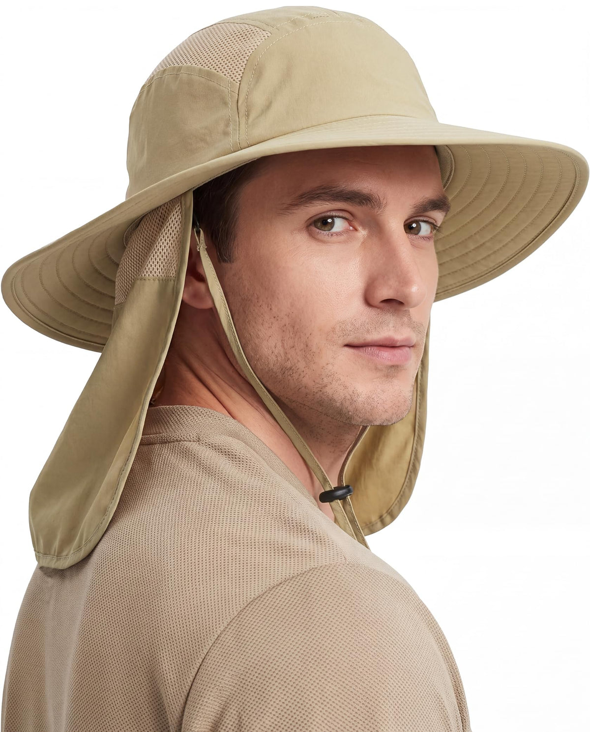 Home Prefer UPF 50+ Sun Hat with Neck Flap Wide Brim Fishing Hat for Men