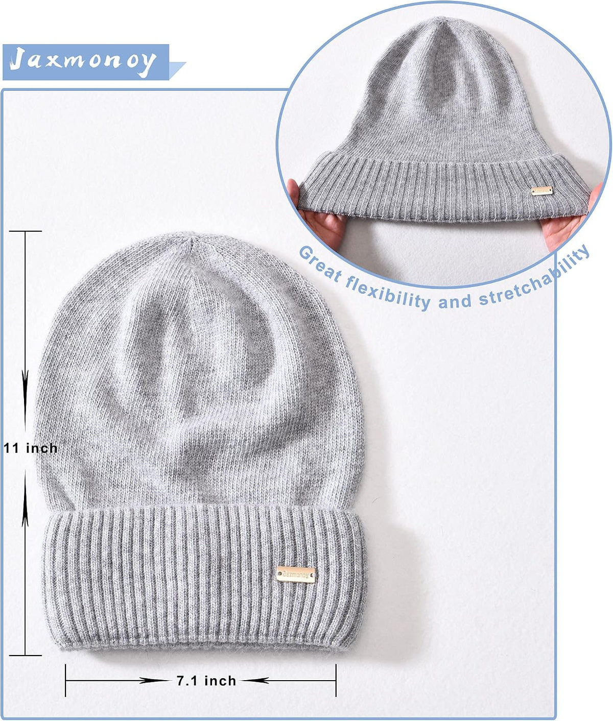 jaxmonoy Slouchy Beanies for Women Winter Lightweight Ladies Knit Hat Cuffed Soft Warm Slouch Beanie Cap - Brown