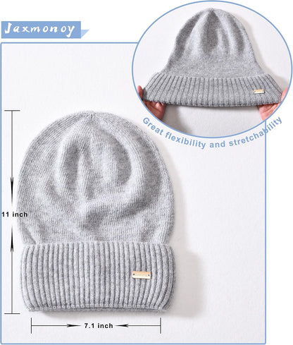jaxmonoy Slouchy Beanies for Women Winter Lightweight Ladies Knit Hat Cuffed Soft Warm Slouch Beanie Cap - Brown