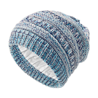 Beanies Women Satin Lined Beanie Winter Hats for Women Silk Lined Slouchy Beanie for Winter Warm Knit Cuffed Beanie Hat