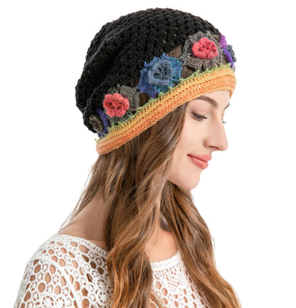 ZLYC Women Cotton Crochet Slouchy Beanie Hat Handmade Knit Summer Skull Cap