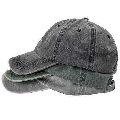MEINICY 3 Packs Washed-Cotton Plain Baseball Cap, Adjustable Dad Hat