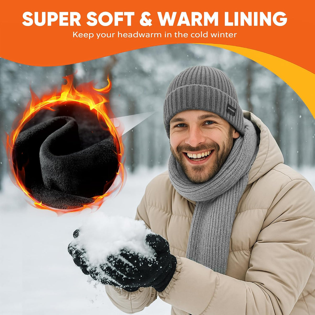 Winter Beanie Merino Wool Fleece Lined for Men Women Soft Warm Knit Hat Ski Stocking Cuffed Cap