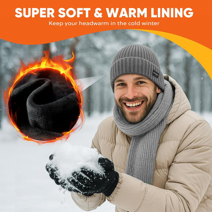 Winter Beanie Merino Wool Fleece Lined for Men Women Soft Warm Knit Hat Ski Stocking Cuffed Cap