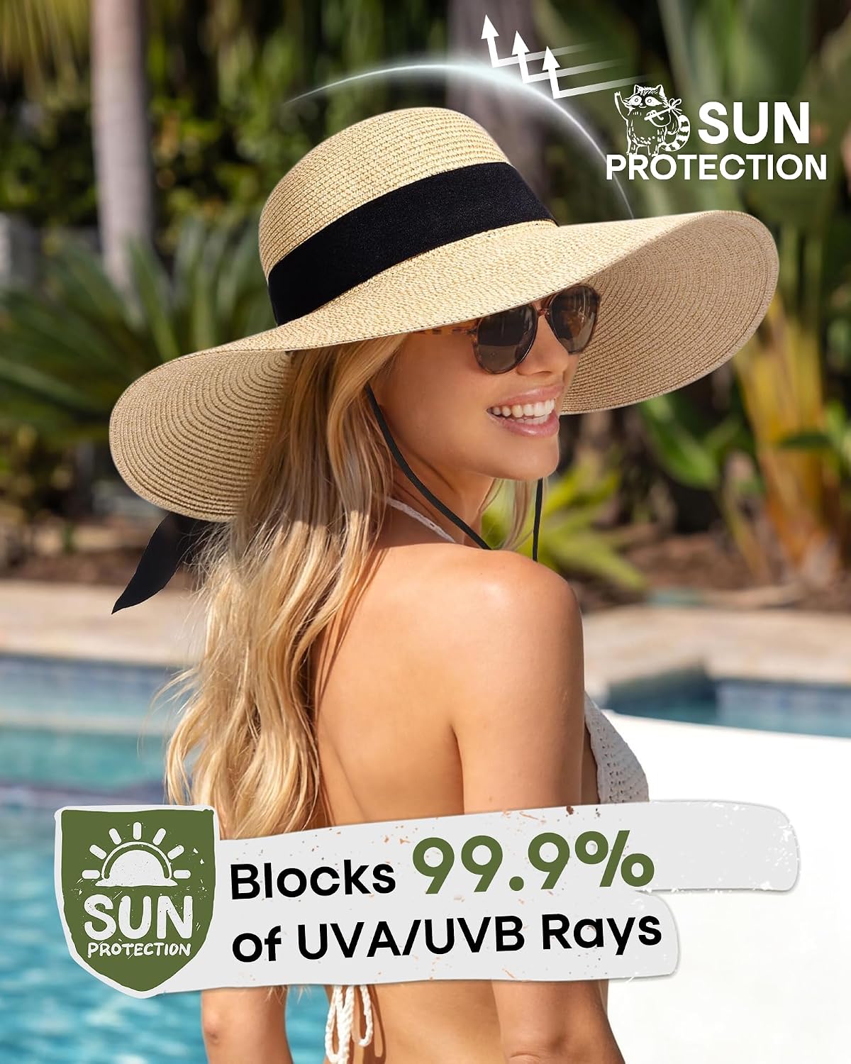 FURTALK Womens Sun Straw Hat Wide Brim Floppy Summer Beach Hats for Women
