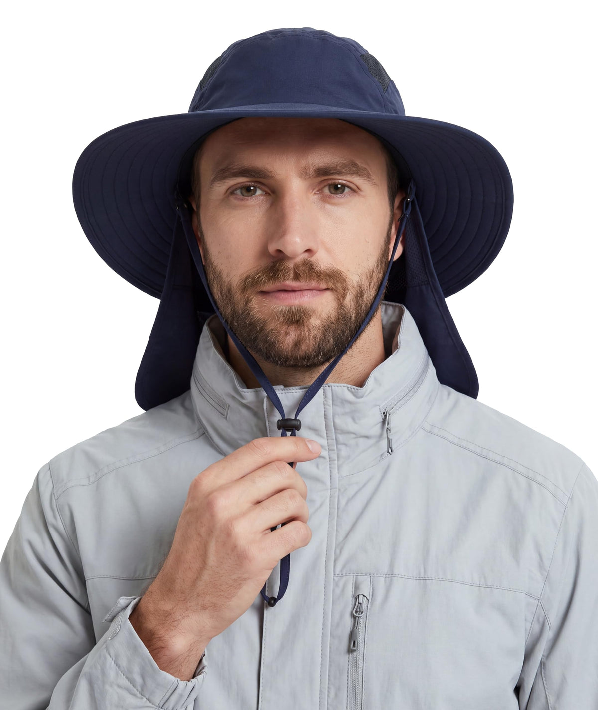 Home Prefer UPF 50+ Sun Hat with Neck Flap Wide Brim Fishing Hat for Men