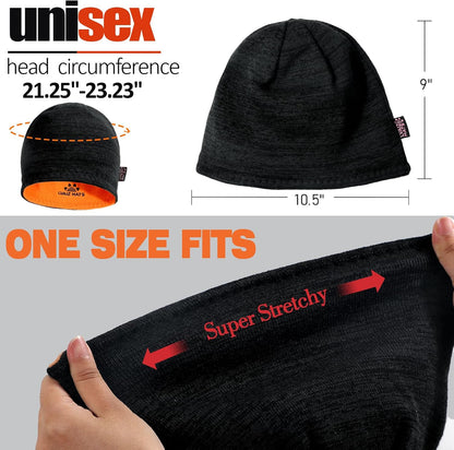 3 Pack Reversible Fleece Lined Beanie Hats for Men Women Winter Knit Hats