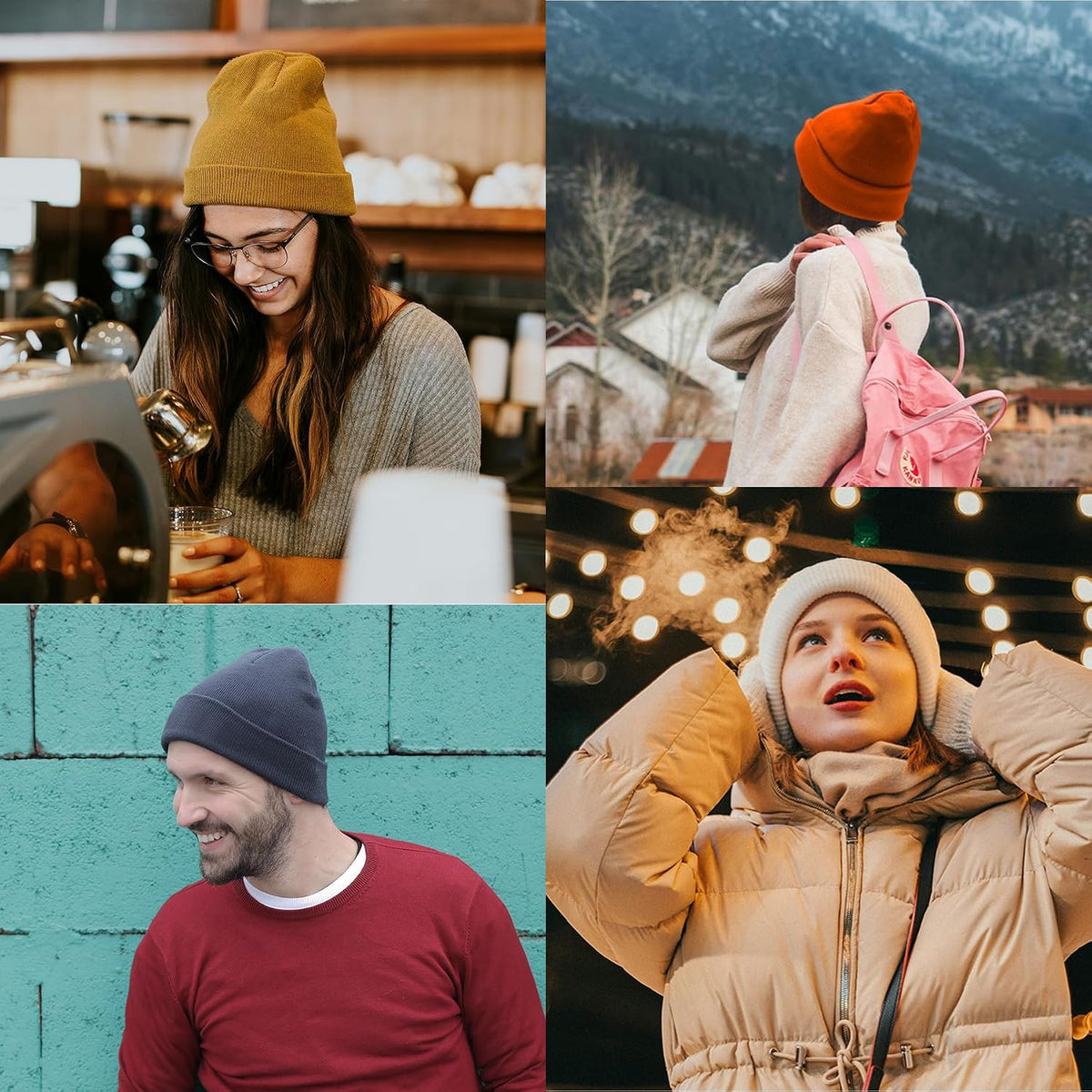 PFFY Unisex Beanie Hats for Men Women Plain Knit Winter Beanies Warm Hat