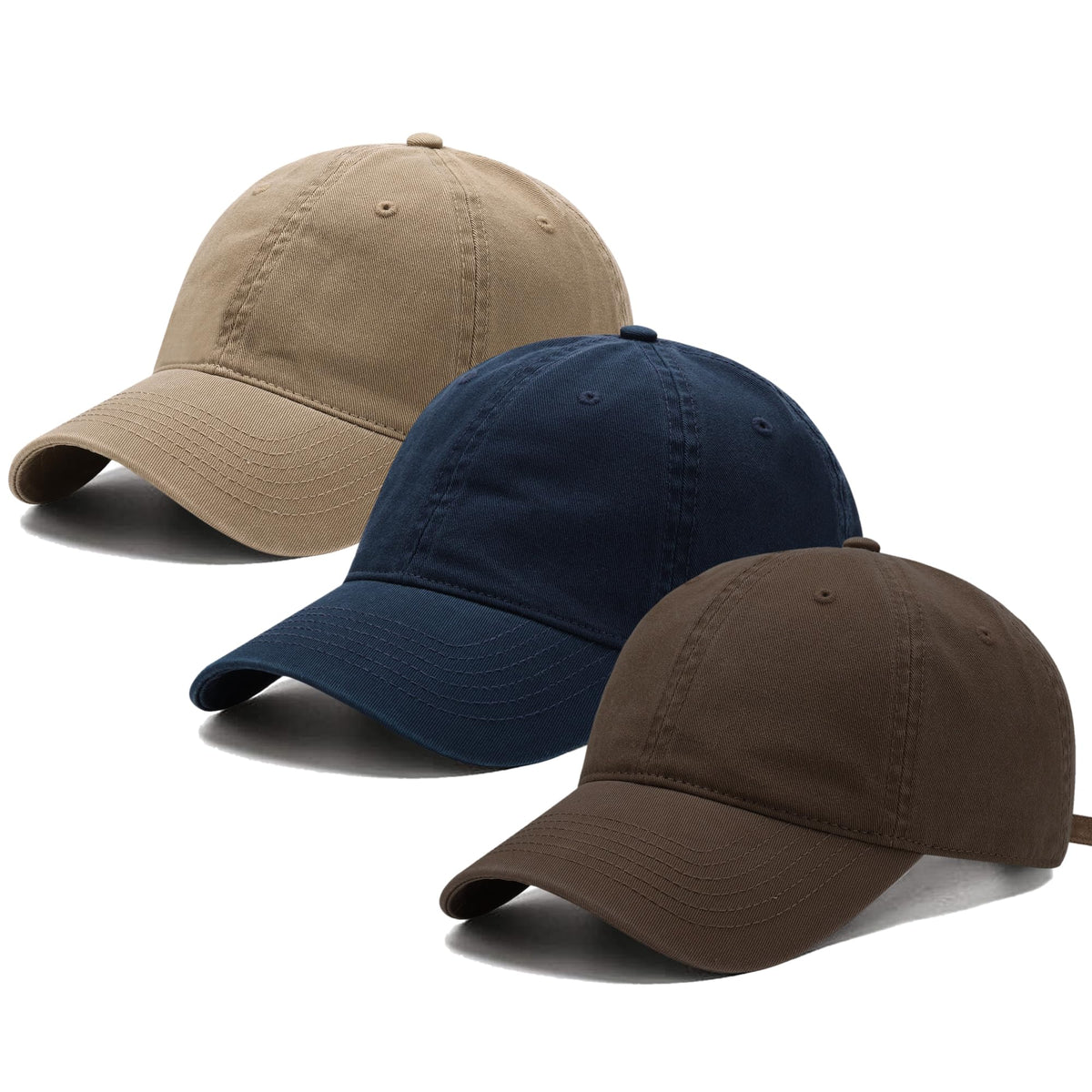 3 Pack Washed Plain Vintage Baseball Cap Cotton Adjustable Twill Bulk Low Profile Classic Dad Hat for Men/Women