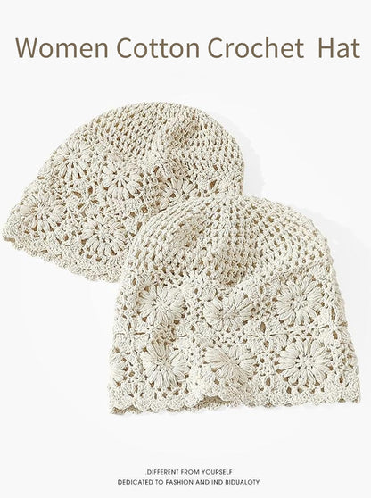 Crochet Hat for Women Cotton Slouchy Beanie Knitted Handmade Skull Cap for Travel Daily Wear