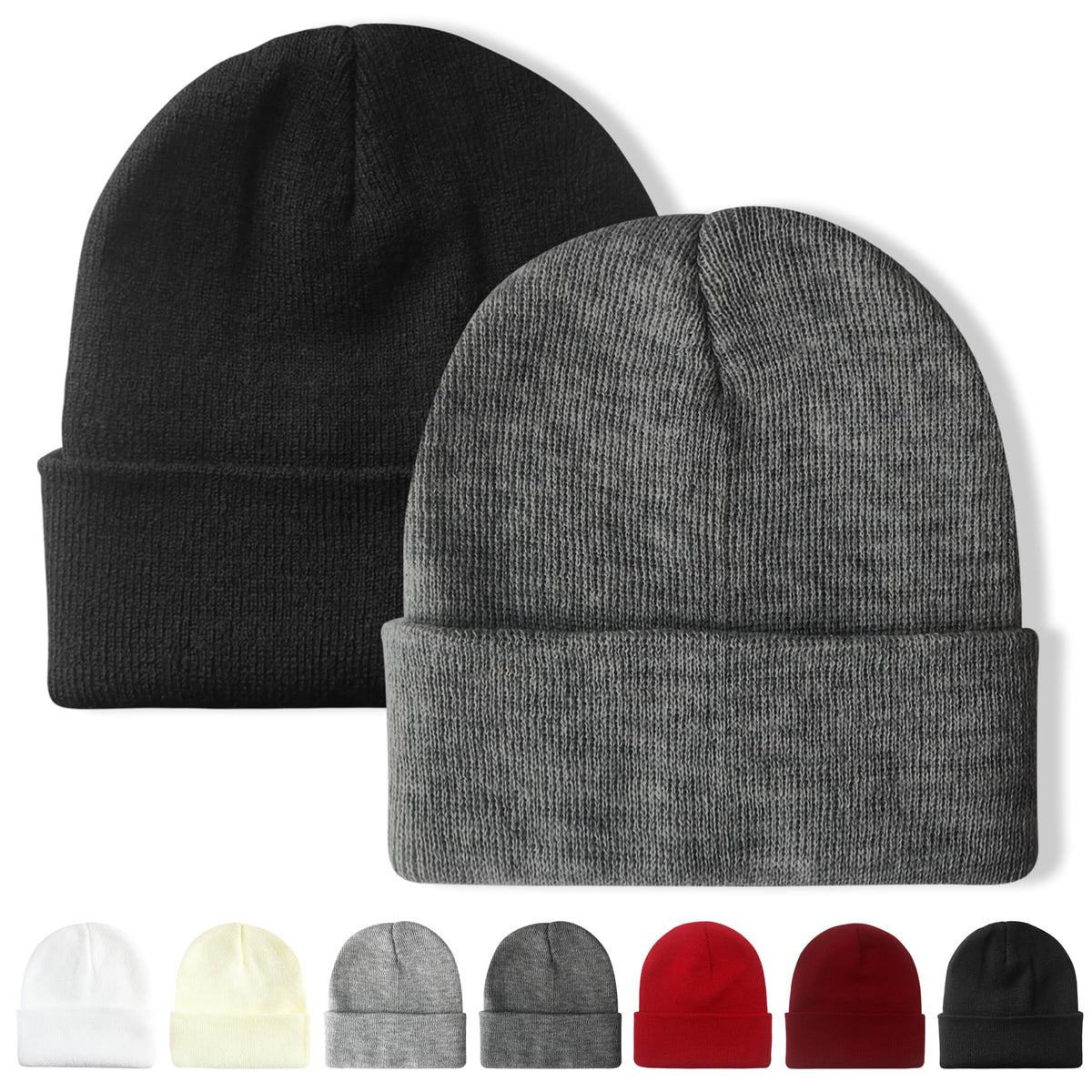 NPQQUAN 2 Packs Beanie for Men Women Winter Hats for Mens Beanie Skull Cap