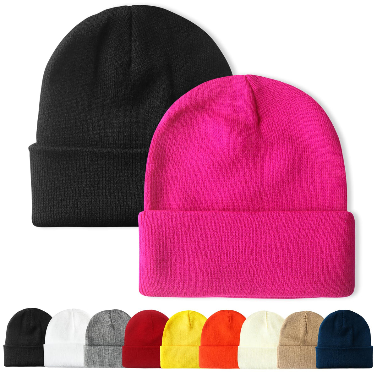 PFFY Unisex Beanie Hats for Men Women Plain Knit Winter Beanies Warm Hat