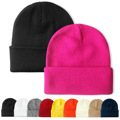 PFFY Unisex Beanie Hats for Men Women Plain Knit Winter Beanies Warm Hat