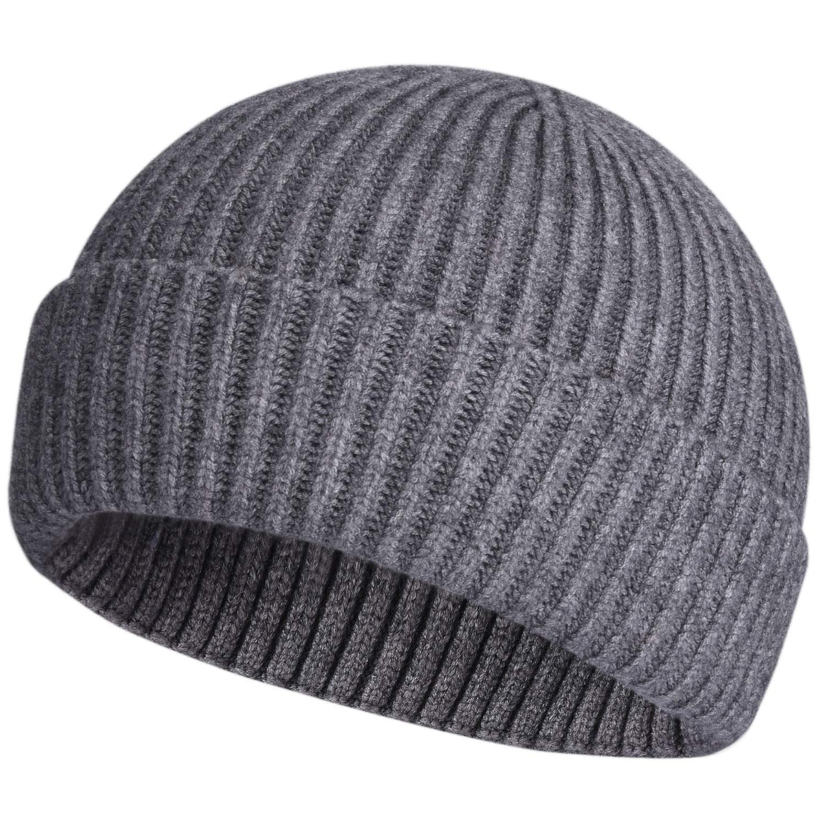 ROYBENS Swag Wool Knit Cuff Short Fisherman Beanie for Men Women Winter Hat
