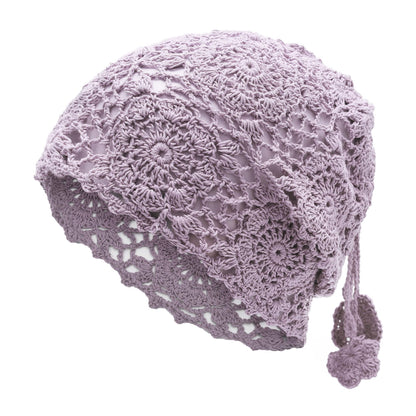 ZLYC Women Cotton Crochet Slouchy Beanie Hat Handmade Knit Summer Skull Cap