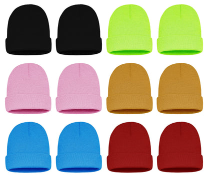 12 Pack Winter Beanie Hats for Men Women, Warm Cozy Knitted Cuffed Skull Cap, Wholesale