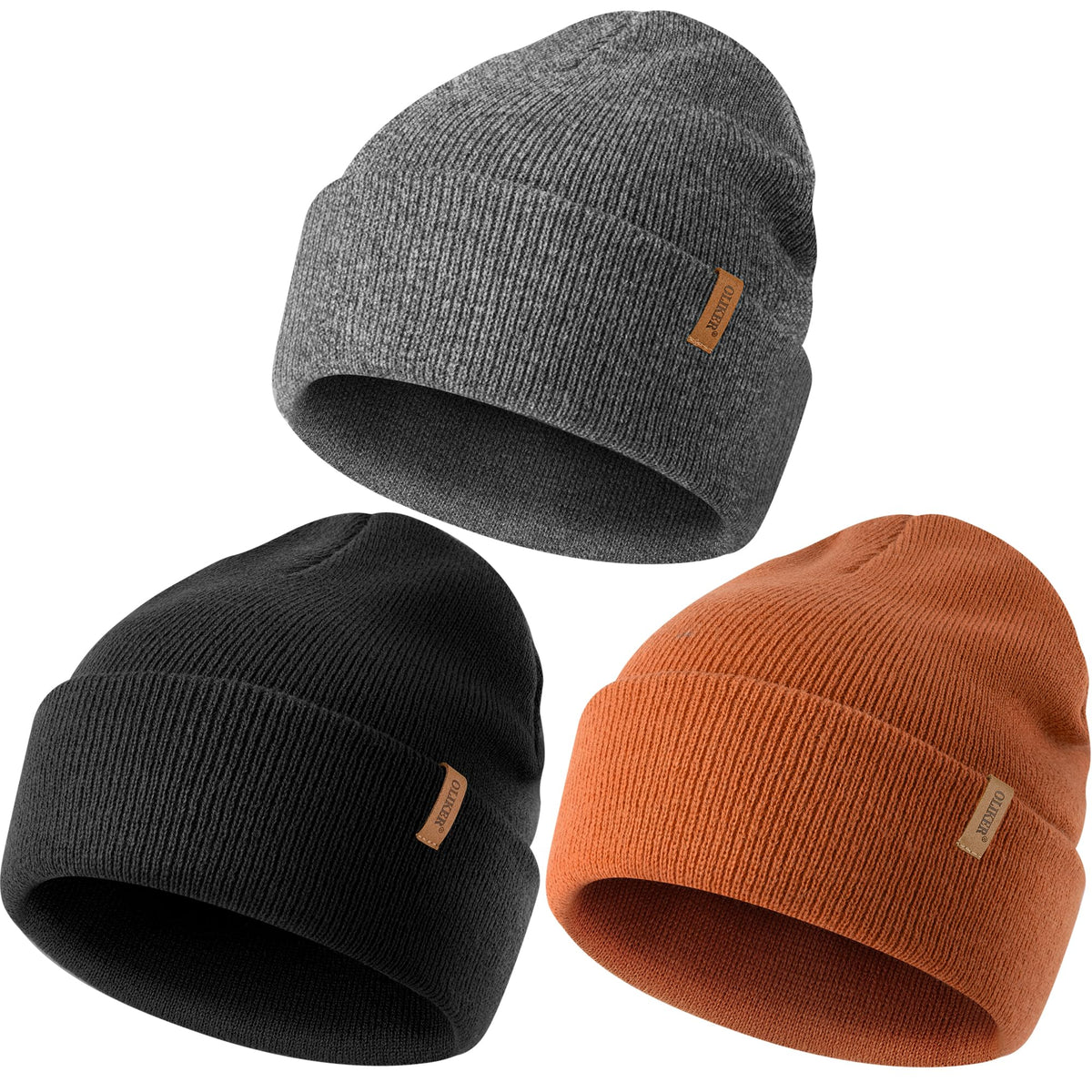 3 Pack Beanie for Men Women, Winter Double Layer Warm Hat Skull Cap