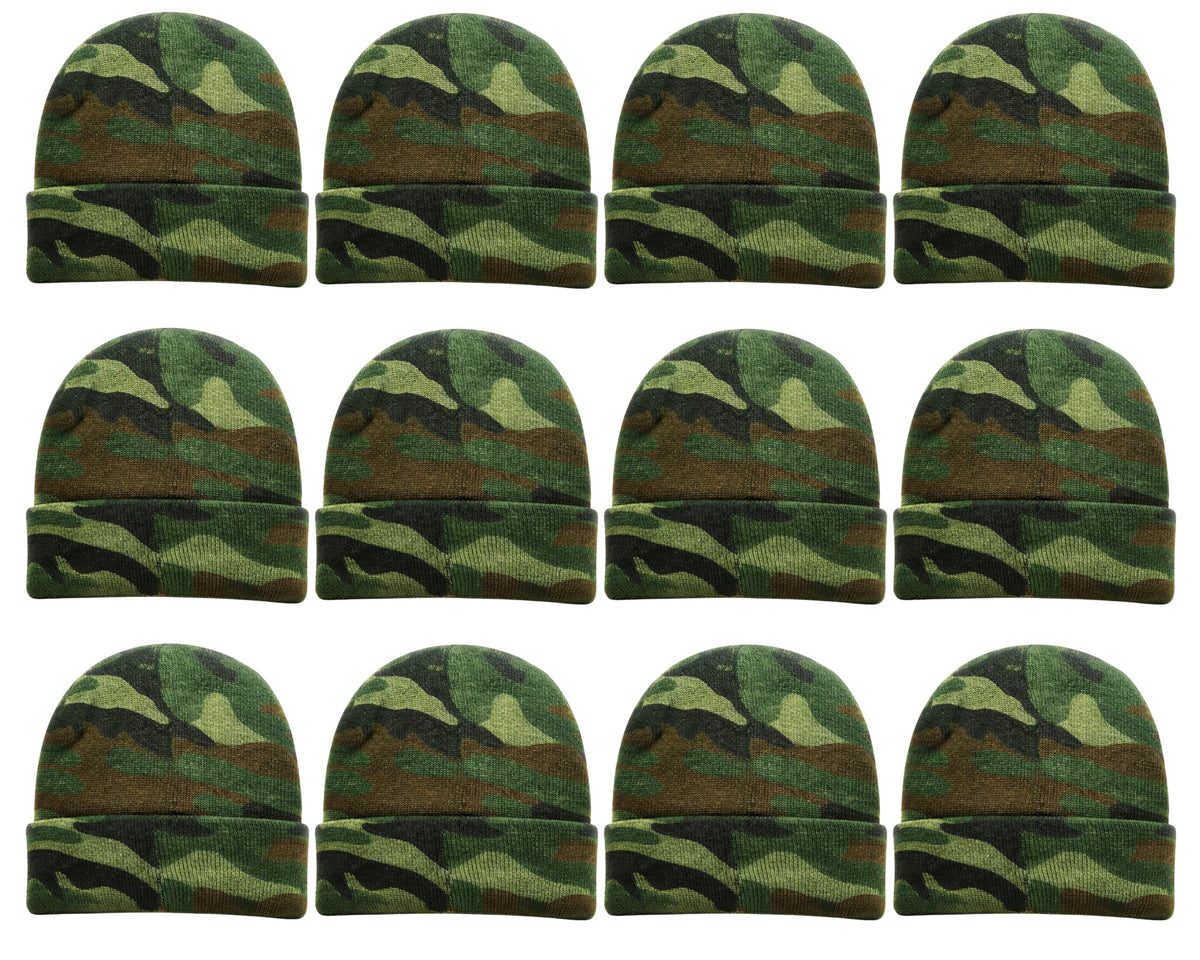 12 Pack Winter Beanie Hats for Men Women, Warm Cozy Knitted Cuffed Skull Cap, Wholesale