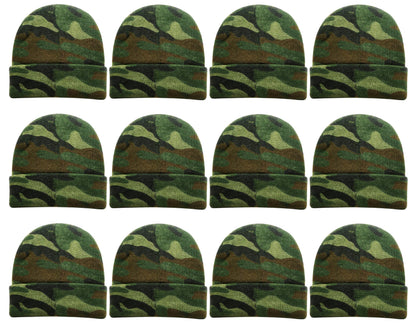 12 Pack Winter Beanie Hats for Men Women, Warm Cozy Knitted Cuffed Skull Cap, Wholesale