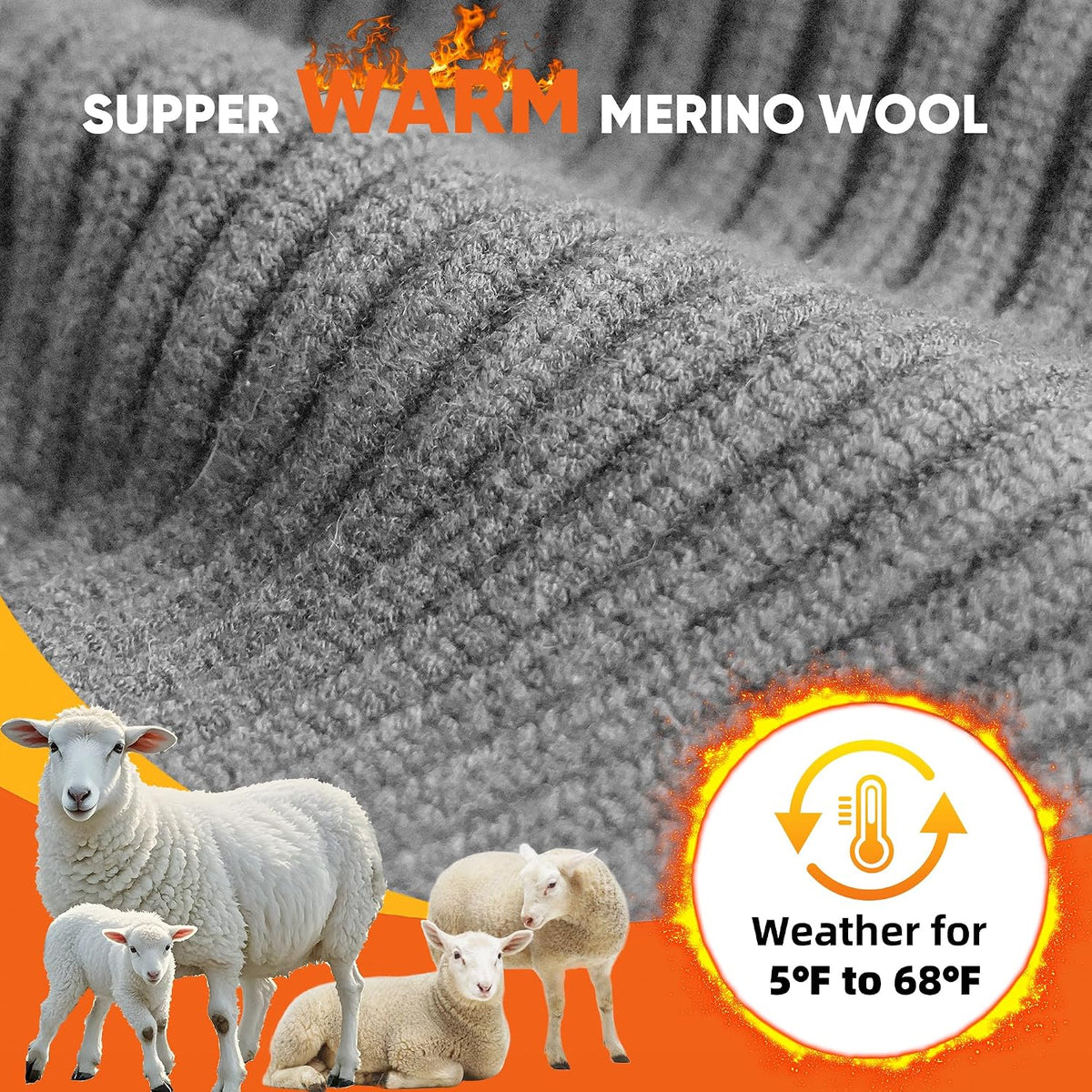 Winter Beanie Merino Wool Fleece Lined for Men Women Soft Warm Knit Hat Ski Stocking Cuffed Cap