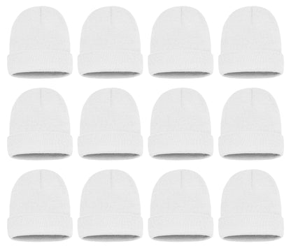 12 Pack Winter Beanie Hats for Men Women, Warm Cozy Knitted Cuffed Skull Cap, Wholesale