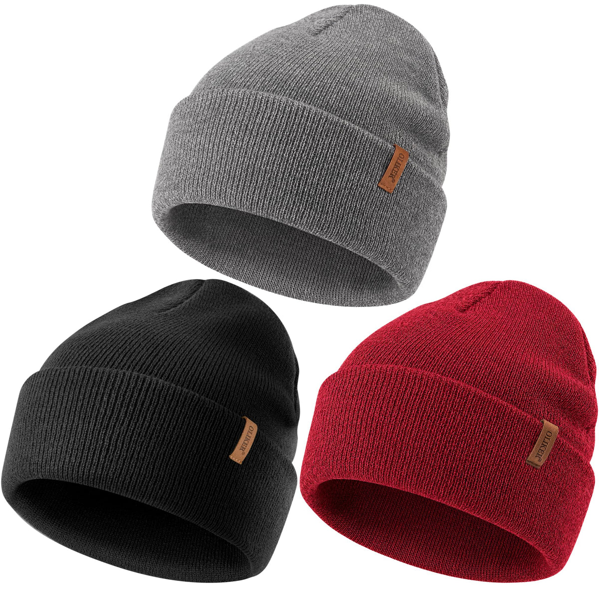 3 Pack Beanie for Men Women, Winter Double Layer Warm Hat Skull Cap