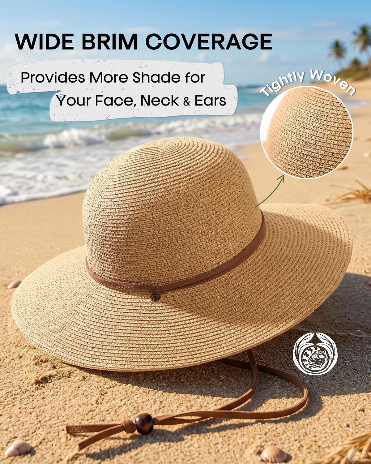 FURTALK Womens Wide Brim Sun Hat with Wind Lanyard UPF Summer Straw Sun Hats for Women