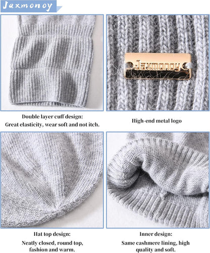 jaxmonoy Slouchy Beanies for Women Winter Lightweight Ladies Knit Hat Cuffed Soft Warm Slouch Beanie Cap - Brown
