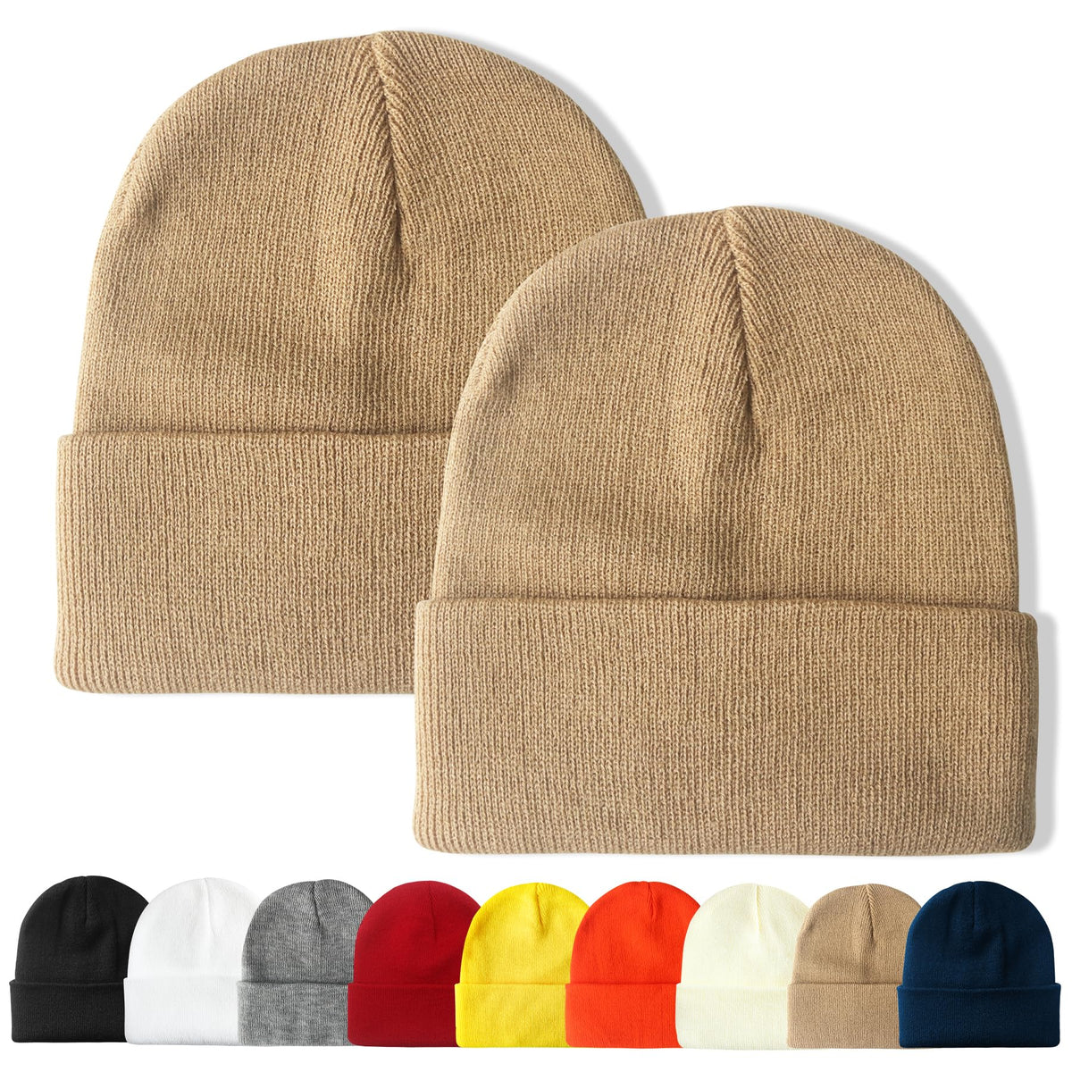 PFFY Unisex Beanie Hats for Men Women Plain Knit Winter Beanies Warm Hat