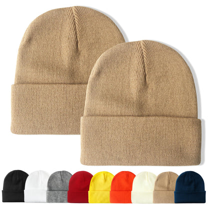 PFFY Unisex Beanie Hats for Men Women Plain Knit Winter Beanies Warm Hat