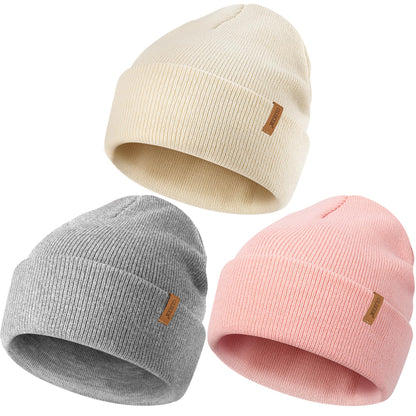 3 Pack Beanie for Men Women, Winter Double Layer Warm Hat Skull Cap