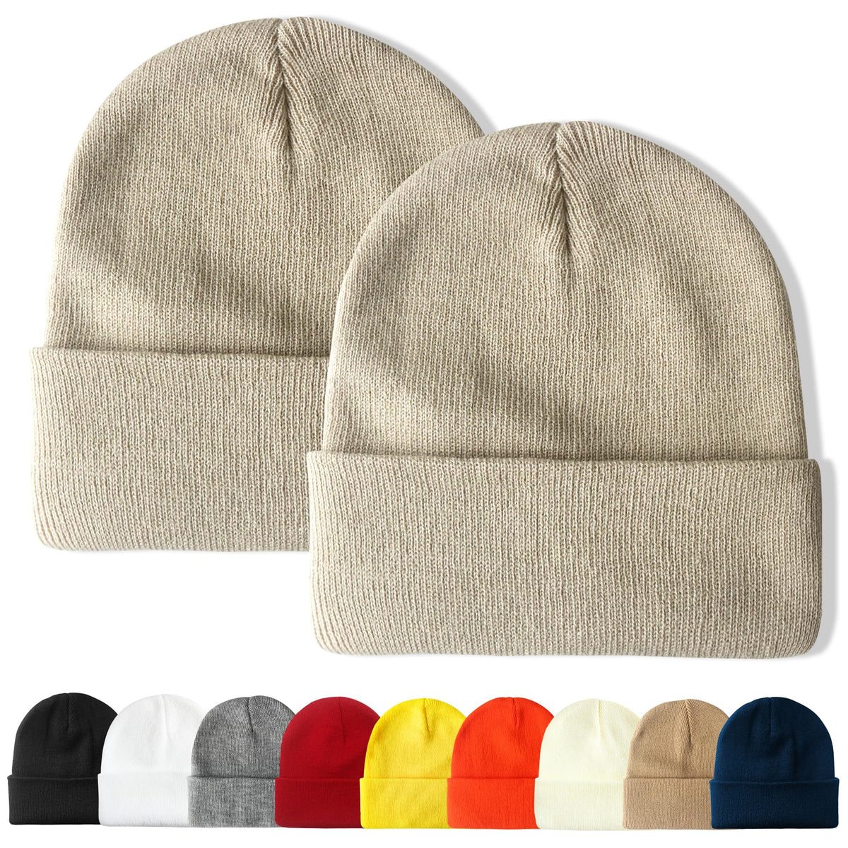 PFFY Unisex Beanie Hats for Men Women Plain Knit Winter Beanies Warm Hat